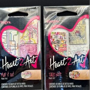 Fingrs Heart 2 Art Nail Art Tattoo Paper Set Map It Out Take Note 30‎ Sheets